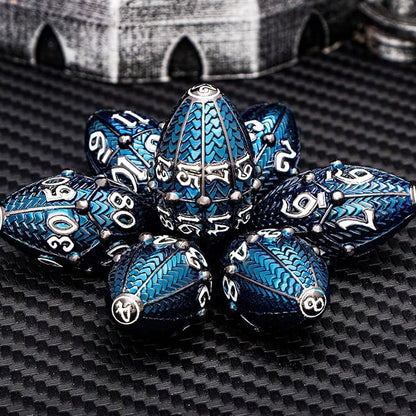ARUOHHA DND Metal Dice Black Blue Dragon Egg Dice - Image 4