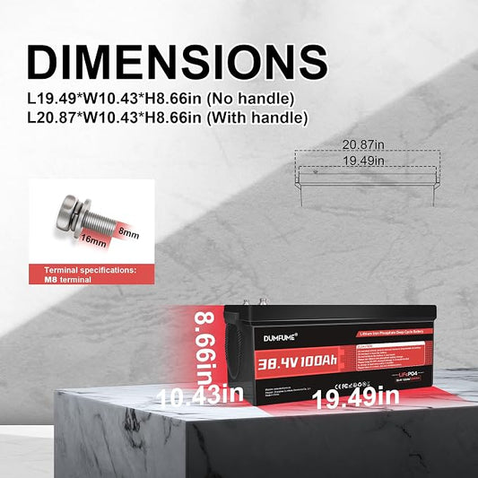 38.4V 100Ah LiFePO4 Lithium Golf Cart Battery, Built-in 200A BMS & 15000 Cycles - Image 2