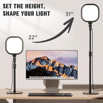 Desk Ring Light with Stand and Phone Holder, 3000K-6500K Dimmable Computer - Image 5