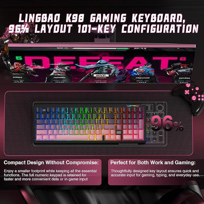 LINGBAO K98 Wireless Mechanical Gaming Keyboard, Tri-Mode BT5.0/2.4GHz/USB-C - Image 4