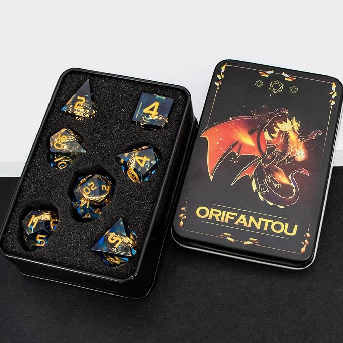 Magic Golden Ring DND Dice Set Sharp Edge Red Resin Dice - Image 7