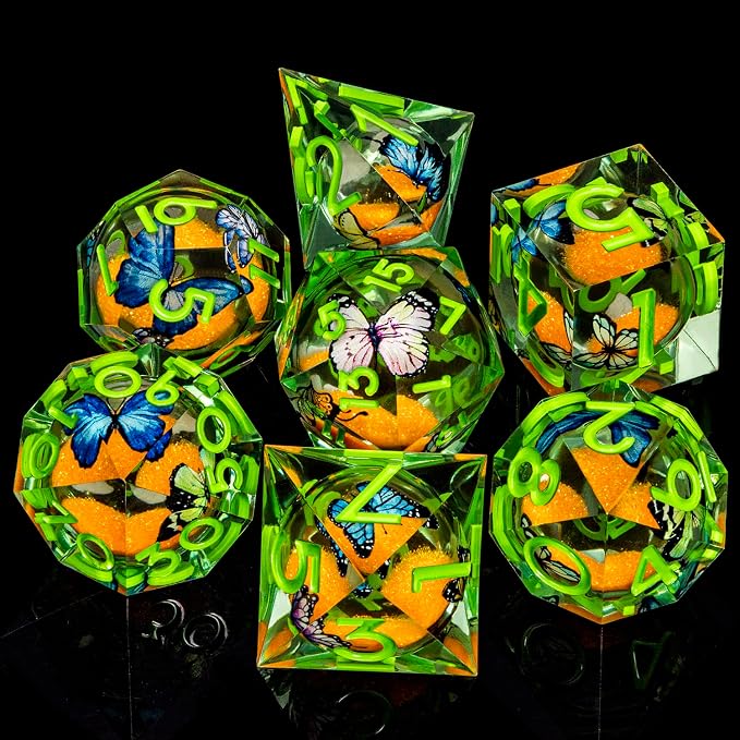 Butterfly DND Dice Green Liquid Core Dice Set - Image 2