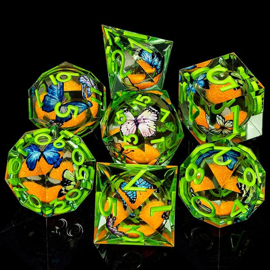 Butterfly DND Dice Green Liquid Core Dice Set - Image 2
