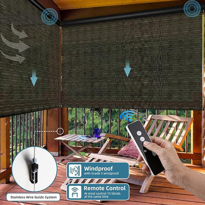 SmartWings Motorized Outdoor Patio Shades Roll Up Blinds - Image 2