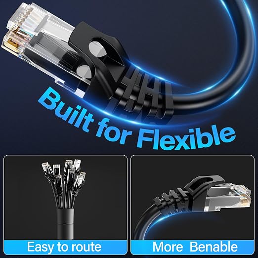 Cat6 Ethernet Cable 10Gbps 50 ft, UTP Ethernet Cable Cat 6, Flexible Bare - Image 4