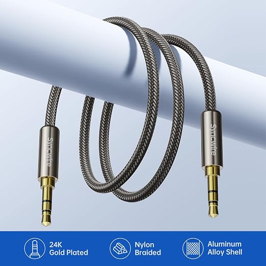 SYNCWIRE 3.5mm Nylon Braided Aux Cable, Audio Auxiliary Input Adapter Male to - Image 4