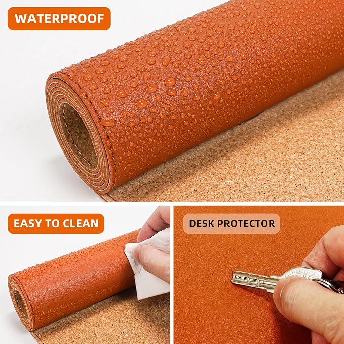 AFIING Leather Desk pad Protector, Large Desk mat - Image 3