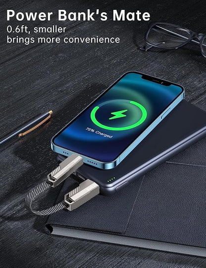 SHEZI 4-in-1 Short USB C Cable 60W 0.6FT Fast Charging Flat Nylon Braided - Image 2