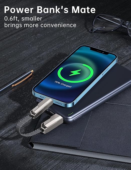 SHEZI 4-in-1 Short USB C Cable 60W 0.6FT Fast Charging Flat Nylon Braided - Image 2