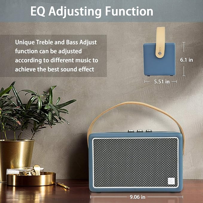 Vintage Bluetooth Speakers, KONEX 40W Leather Portable Wireless Speaker - Image 6