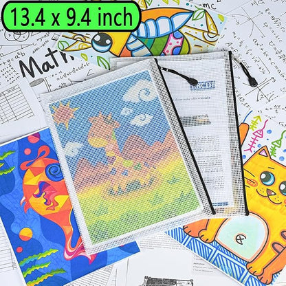 AUSTARK 10 Pcs Zipper File Bags, Waterproof Plastic Mesh Pouch - Image 6
