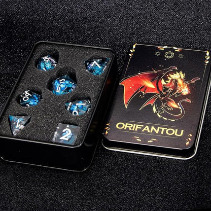 Butterfly DND Dice Blue-Black Liquid Core Dice Set - Image 7