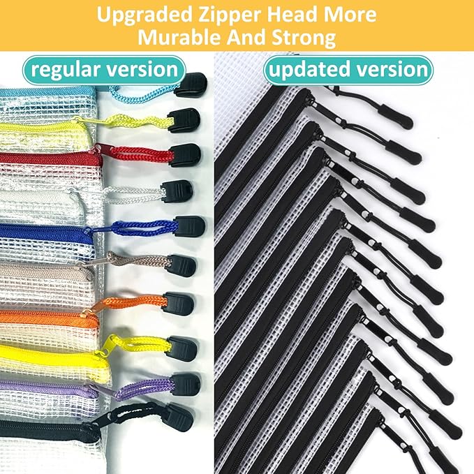 12pcs Mesh Zipper Pouch Bags, Puzzle Bag - Image 4