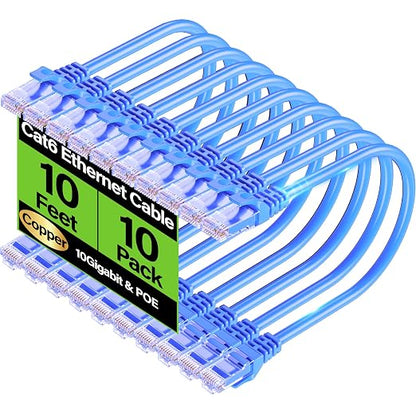 Cat6 Ethernet Cable 10Gbps 10 ft, UTP Ethernet Cable Cat 6, Flexible Bare by Unknown