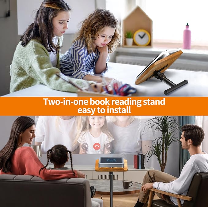 NAMON Rolling 2-in-1 Dual-use Floor & Desktop Book Stand, 100% Solid Wood - Image 2
