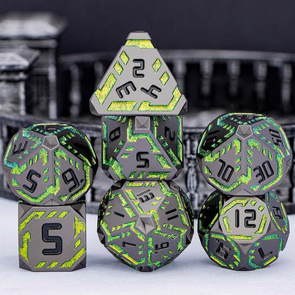 Metal DND Sci-fi Dice Set 7PCS Stripe Polyhedral Dice - Image 2
