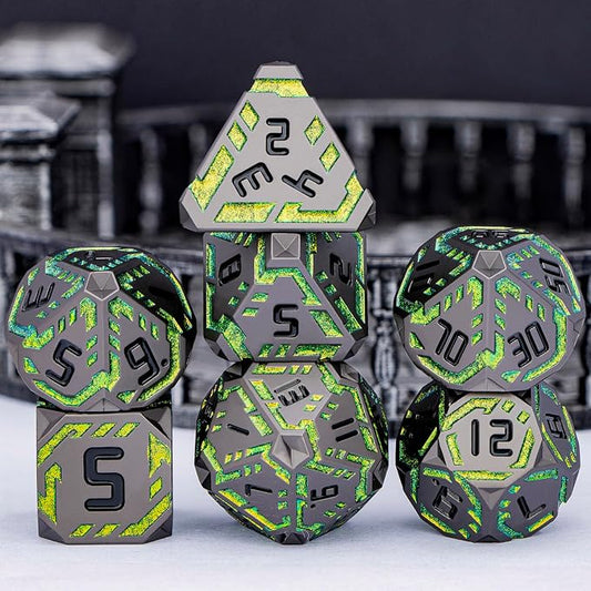 Metal DND Sci-fi Dice Set 7PCS Stripe Polyhedral Dice - Image 2