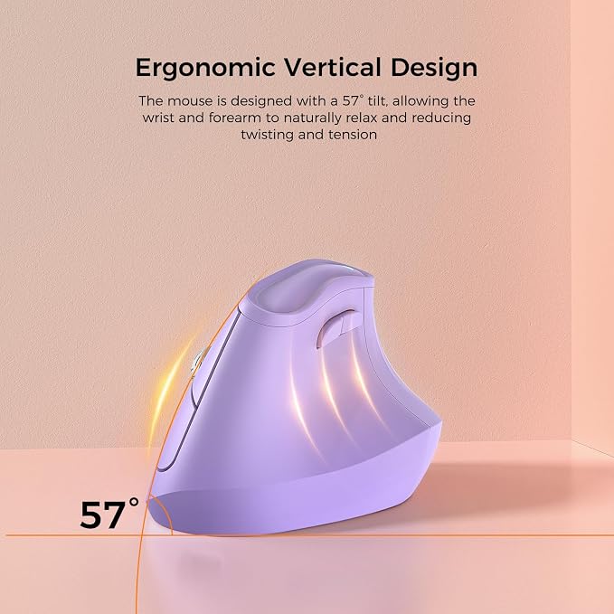 57° Ergonomic Wireless Tower Mouse, Vertical Quiet Ergo Mouse, 7 Buttons - Image 2