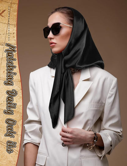Senker Fashion 35" Head Scarf for Women, Pirate Costume Accessories Silk Red - Image 4