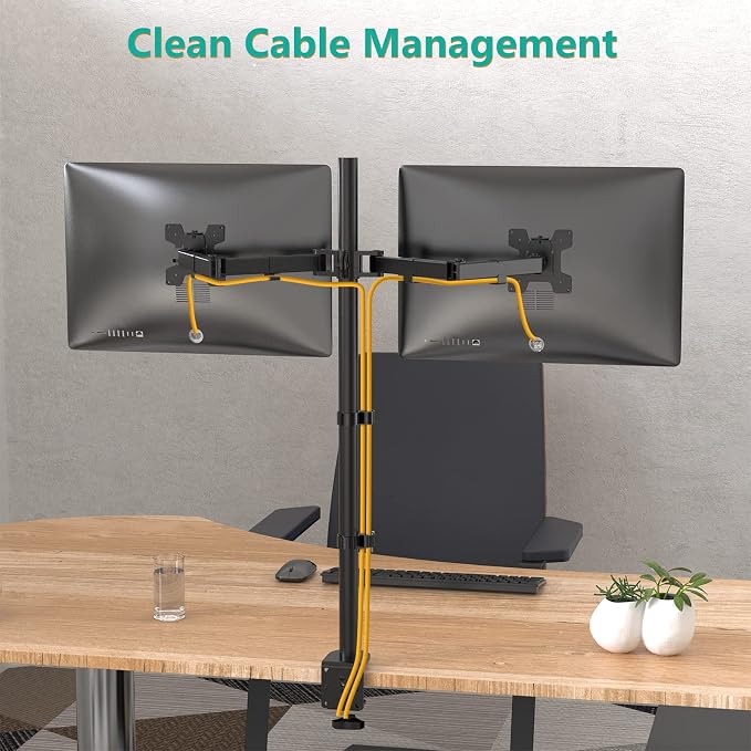 WALI Extra Tall Dual LCD Monitor Fully Adjustable Desk Mount Fits 2 Screens up - Image 9