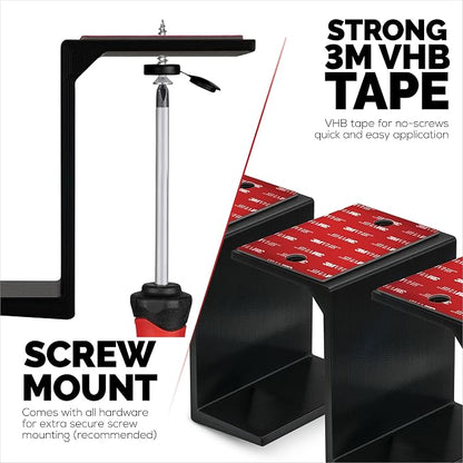 BRAINWAVZ 3” Under Desk Laptop & Device Holder Mount, Adhesive & Screw in - Image 4