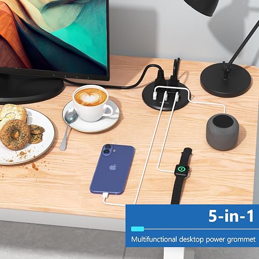 LIDER PD 65W GaN Technology Desktop Power Grommet, Power Delivery, USB-A and 2 - Image 3