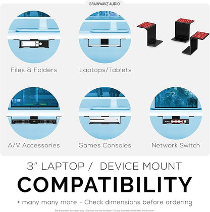 BRAINWAVZ 3” Under Desk Laptop & Device Holder Mount, Adhesive & Screw in - Image 7