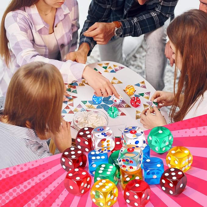 18 Pcs Casino Theme Party Dice Large Opaque Jumbo Acrylic D6 Dice - Image 3