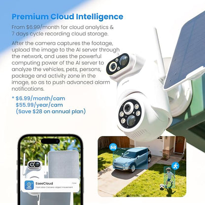 Eseecloud 4-Cam Kit, Dual Lens Solar Security Camera Wireless Outdoor System - Image 6