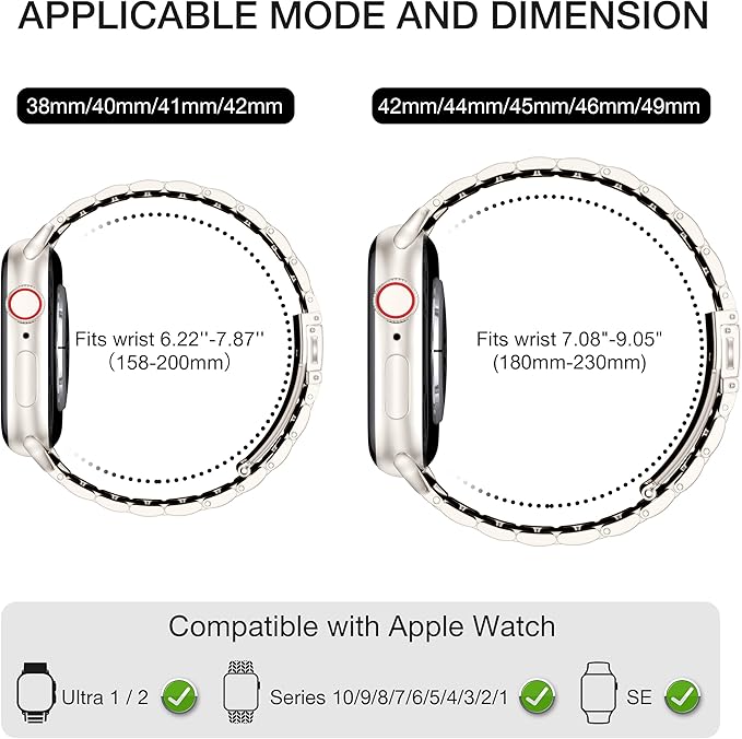 EPULY Stainless Steel Apple Watch Band, 42mm-49mm Compatible, Adjustable Length - Image 4