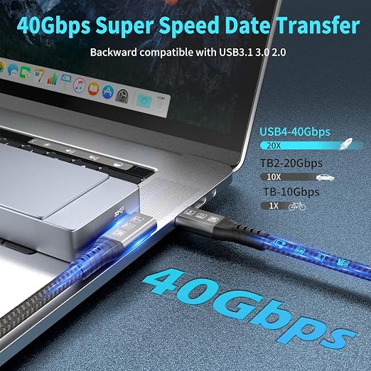USB4 Cable, with Thunderbolt 4, 240W Charging, 40 Gbps Data Cable, 8K @ 60Hz HDR - Image 2
