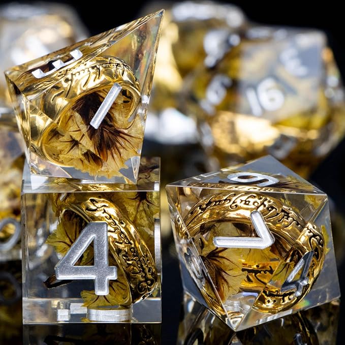 Magic Golden Ring DND Dice Set Sharp Edge Red Resin Dice - Image 6