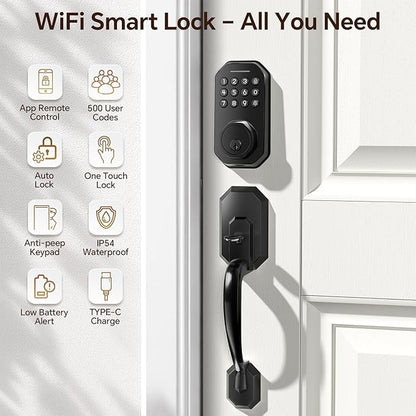 Ulecoce WiFi Smart Door Lock for Front Door, Keyless Entry Door Lock - Image 2