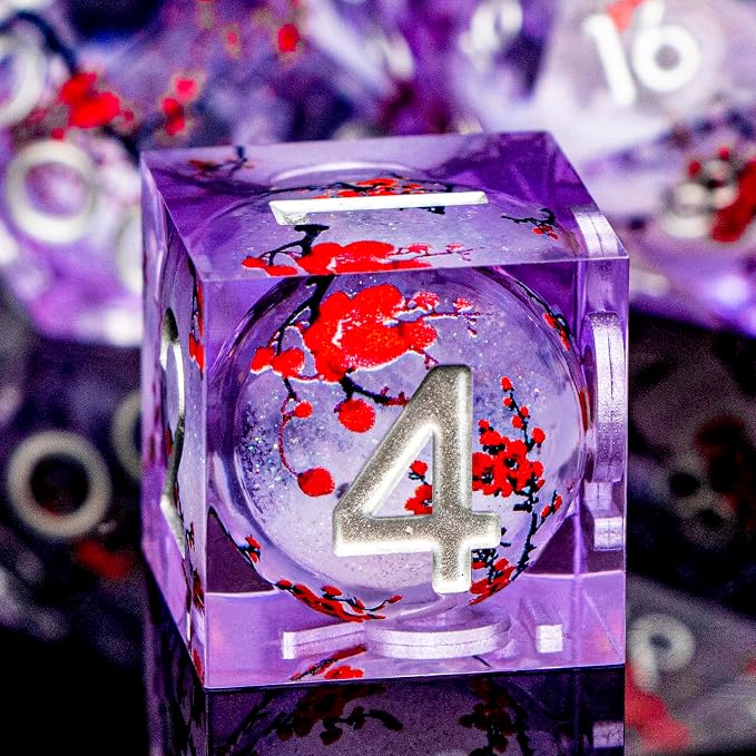 Plum Blossom DND Dice Purple Liquid Core Dice Set - Image 3