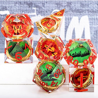 Magic Golden Ring DND Dice Set Sharp Edge Red Gaze Eye Resin Dice - Image 6