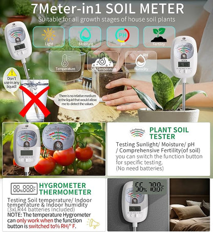HSLGOVE Soil Test Kit, 7-in-One Soil Moisture Meter/Soil PH Meter/Fertility - Image 3