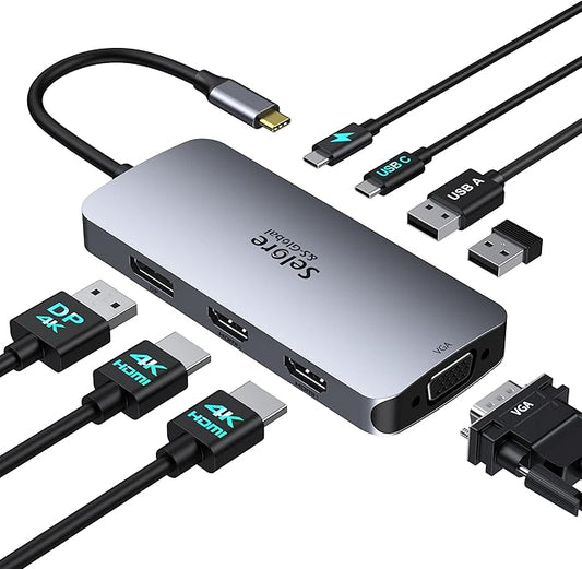 USB C Docking Station Dual HDMI Monitor Adapter, Selore USB C Hub 3 Monitors by SeloreS-Global