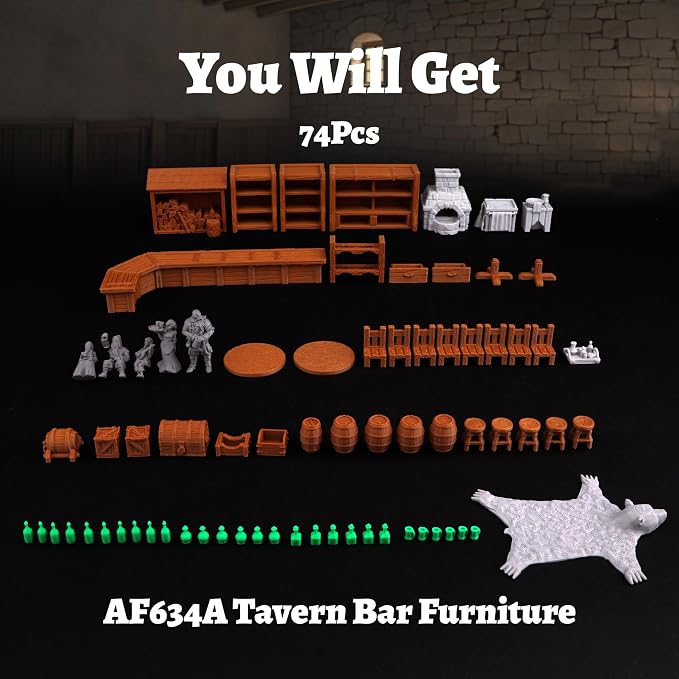 74 Pcs Tavern Bar Furniture RPG Terrain Set – Detailed DND Accessories - Image 3