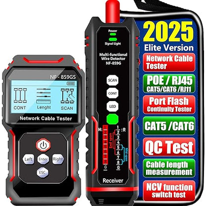 NF-859GS Network Cable Tester POE RJ45 RJ11 CAT5 CAT6 Supports Audio by NOYAFA