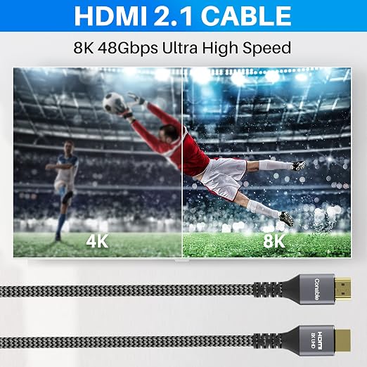 8K HDMI 2.1 Cable 3.3FT/1M, Real Certified 48Gbps Ultra High Speed HDMI® Cable - Image 2
