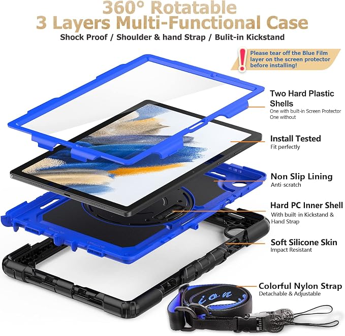 SEYMAC stock Case for Samsung Galaxy Tab A8 10.5'', Full-Body Drop Protection - Image 8