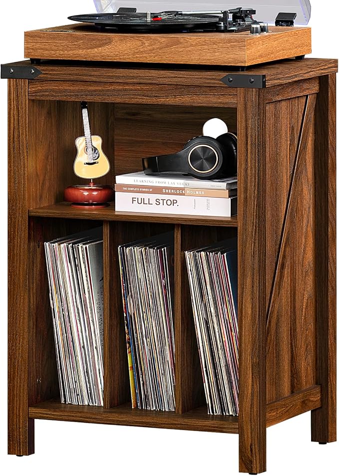 Record Player Stand with Vinyl Record Storage Holds up to 160 Albums, Large by Joaxswe