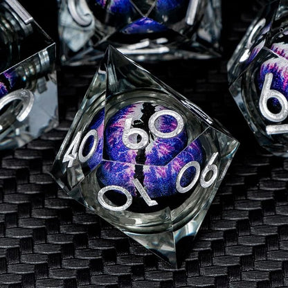 ARUOHHA DND Resin Dice Dragon Eye Dice Liquid Core Purple Sharp Edged Dice Set - Image 5