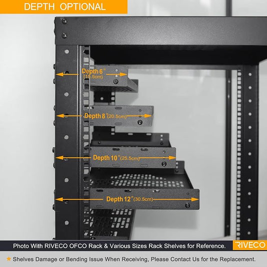RIVECO 2 PCS 10” Rack Shelves for 19 inches Network Rack & Cabinets, 1U Rack - Image 2