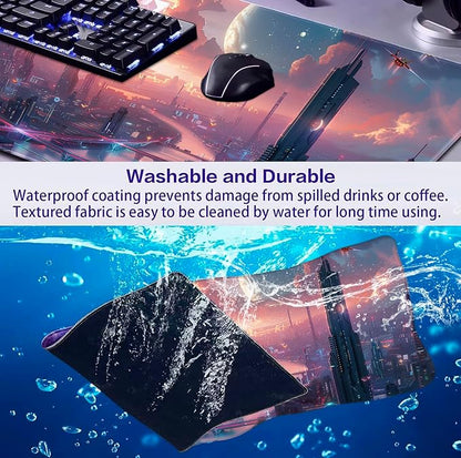 Digital Anime City Night View Office Art Desk Mat, Female Aesthetic Style - Image 6