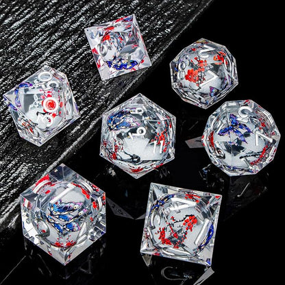 Butterfly DND Dice White Liquid Core Dice Set - Image 2