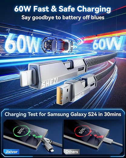 4-in-1 Compatible with USB C to Lightning Cable, 60W High-Speed Charging & Fast - Image 3