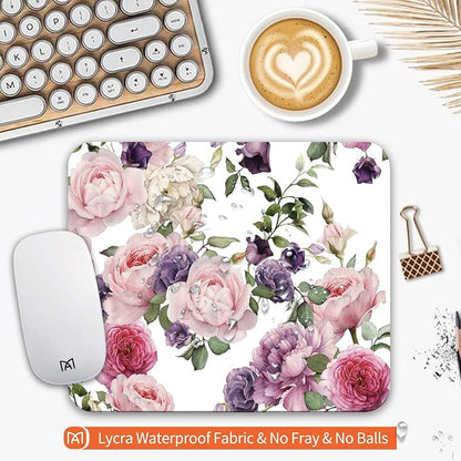 Square Mouse Pad Floral Roses, Personalized Premium-Textured Custom Mouse Mat - Image 3