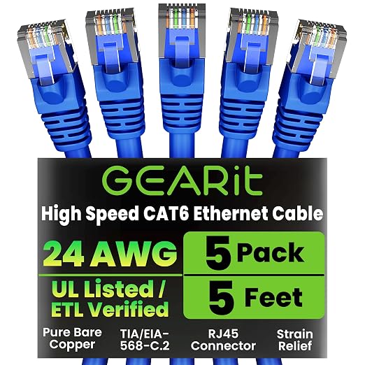 GEARit Cat 6 Patch Cables 5 ft Blue by GEARit