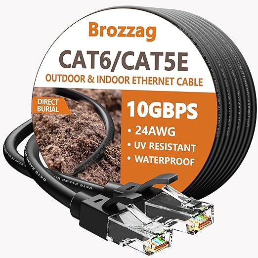 Ethernet Cable 200ft For Cat6/Cat5E, 10Gbps Compatible by Brozzag